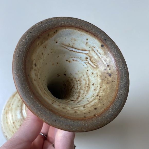 Studio Art Pottery Goblet Signed Ceramic Chalice Cup Wine Artsy Earthy Boho Clay - Picture 6 of 10